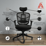 Ergonomic mesh office chair with headrest and adjustable armrests