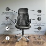 Black high-back executive office chair with diamond-stitched leather upholstery, padded headrest, chrome armrests, gas lift height adjustment, and metal base