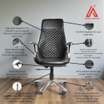 Premium black leather executive office chair with chrome base