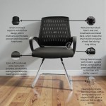 Mesh visitor office chair with breathable mid-back support, cushioned seat, fixed armrests and chrome cantilever base