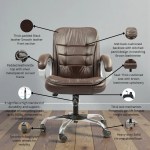 Executive mid-back leatherette office chair with cushioned seat, padded armrests and chrome base