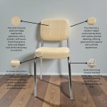 Beige leatherette visitor chair with cushioned seat, stitched backrest, and chrome metal legs for office and waiting areas