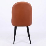 Beige and Terracotta Upholstered Dining Chair with Black Metal Legs back