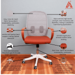 Ergonomic mesh office chair with breathable gray backrest and padded red seat