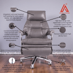 Gray high-back recliner office chair with lumbar support - Adhunika Furnitures