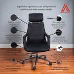 Black ergonomic executive chair with rectangular headrest - Adhunika Furnitures